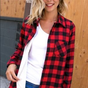 Red and Black Buffalo Plaid Fleece Lined Flannel